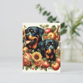 Retro Rottweiler Malerei Postkarte (Stehend Vorderseite)
