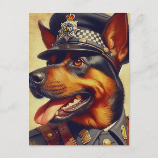Retro Rottweiler Malerei Postkarte (Vorderseite)