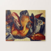 Retro Rottweiler Malerei Puzzle (Horizontal)