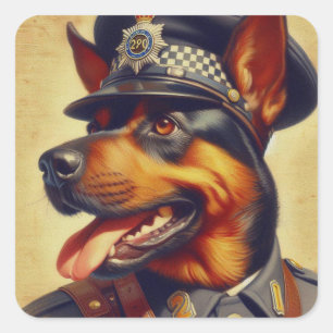 Retro Rottweiler Malerei Quadratischer Aufkleber