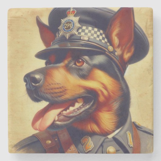 Retro Rottweiler Malerei Steinuntersetzer (Vorderseite)