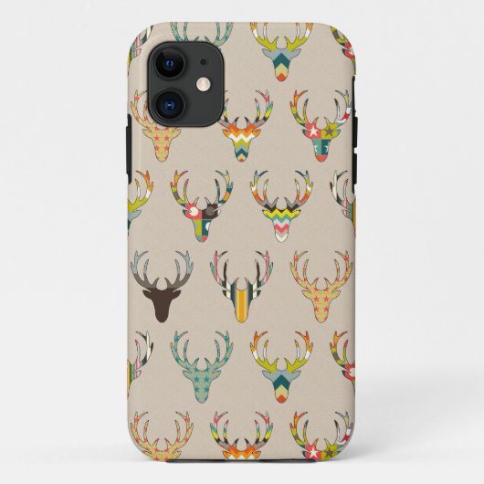 Retro Rotwildkopf auf Leinen Case-Mate iPhone Hülle (Rückseite)