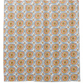 Retro Round Daisy Tiles Pattern Handgezeichnet Bla Duschvorhang (Vorderseite)