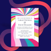 Retro Round Swirl Psychedelic Wedding Einladung