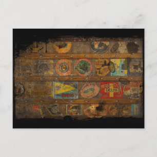 Retro Round the World Trunk Postkarte