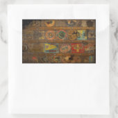 Retro Round the World Trunk Rechteckiger Aufkleber (Tasche)