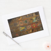 Retro Round the World Trunk Rechteckiger Aufkleber (Umschlag)