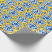 Retro Round Tiles Mexico Daisy Muster Gelb Farbe Geschenkpapier (Ecke)