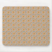 Retro Round Tiles Mexico Daisy Muster Orange Blue Mousepad (Vorne)