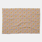 Retro Round Tiles Mexico Daisy Muster Peach Geschirrtuch (Horizontal)