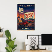Retro Route 66 Centennial Drive In Poster (Heimbüro)