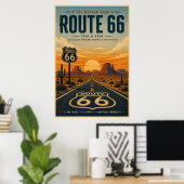 Retro Route 66 Centennial Wüstenkunst Poster (Heimbüro)