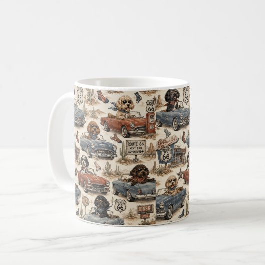 Retro Route 66 Cockapoo Tasse (Vorderseite Links)