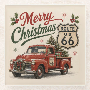 Retro Route 66 Feiertags-Drink-Dekor Glasuntersetzer
