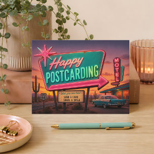 Retro Route 66 Happy Postcarding Wüsten-Motel Postkarte
