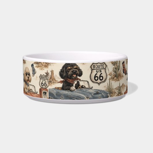 Retro Route 66 Hund Napf (Vorderseite)