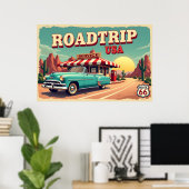 Retro Route 66 Road Trip - Lebhafte Landschaft Poster (Heimbüro)