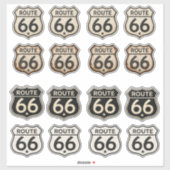 Retro Route 66 Schild 16 Aufkleber Bogen verwitter (Blatt)