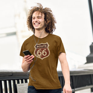 Retro Route 66 Vintage T-Shirt mit Distressed-Ef