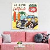 Retro Route 66 "Welcome to California" Poster, Leinwanddruck (Insitu (Wohnzimmer))