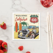Retro Route 66 "Welcome to California" Poster, Serviette (Beispiel)