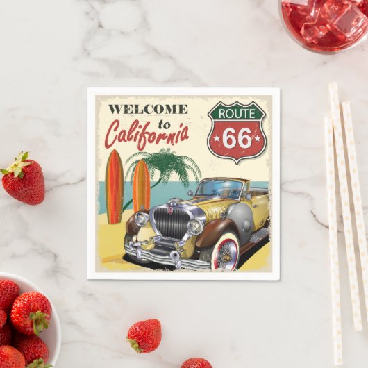 Retro Route 66 "Welcome to California" Poster, Serviette (Beispiel)