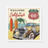 Retro Route 66 "Welcome to California" Poster, Serviette (Vorderseite)