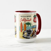 Retro Route 66 "Welcome to California" Poster, Tasse (VorderseiteRechts)