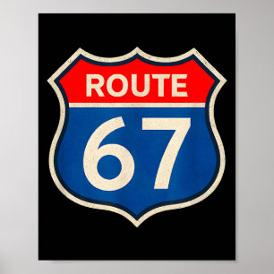 Retro Route 67 Meme Sechs Sieben Aura Energie Numm Poster