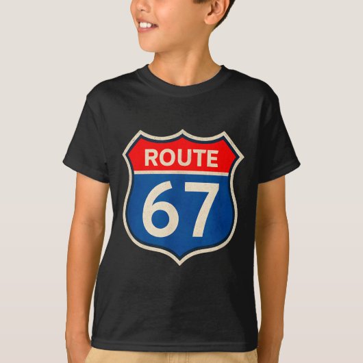 Retro Route 67 Meme Six Seven Aura Energy Number 6 T-Shirt (Vorderseite)
