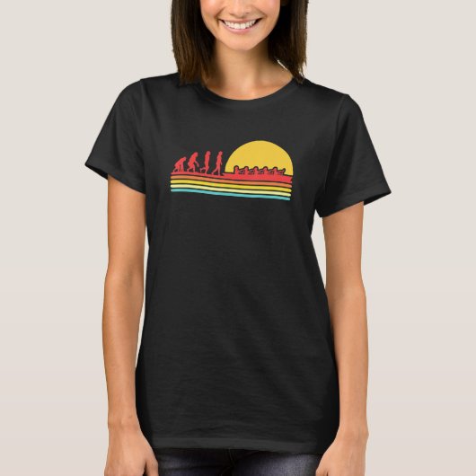 Retro Rowing Evolution Rowboat Paddling Kanufahrt T-Shirt (Vorderseite)