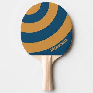 Retro Royal Gold Drei-Kreis-Streifen mit Namen Tischtennis Schläger