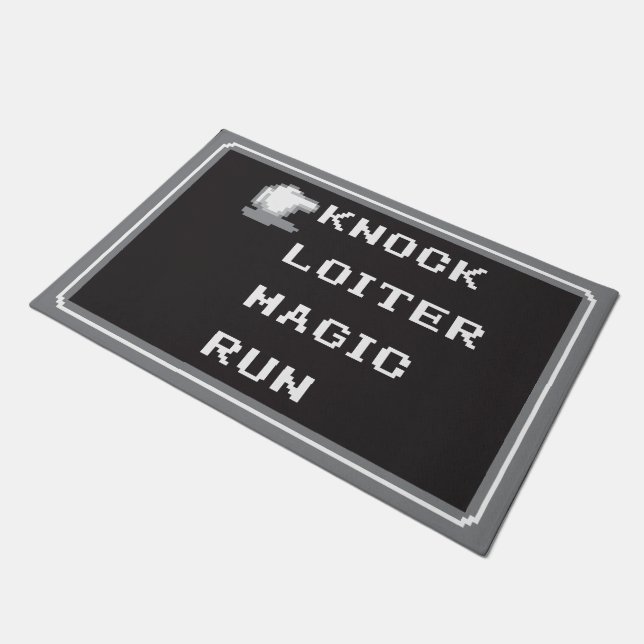 Retro RPG-Menü-Tür-Matte 24" x 6" (8-Bit) Fußmatte (Schrägansicht)