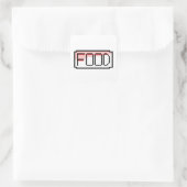 Retro-RPG-Pixel-Art – Chat-Box ‚Essen‘ Quadratischer Aufkleber (Tasche)