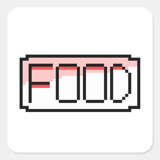Retro RPG Pixel Art – Chat Box ‘Food’ Quadratischer Aufkleber (Vorderseite)