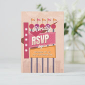Retro-RSVP-Werbefläche RSVP Karte (Stehend Vorderseite)