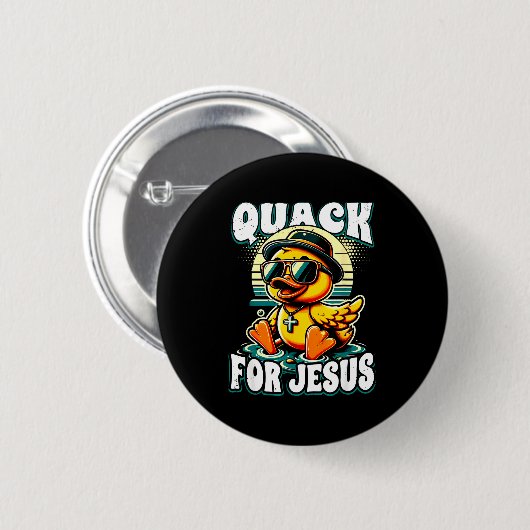 Retro Rubber Duck Christian Rubber Ducky Quacks Fo Button (Vorne & Hinten)