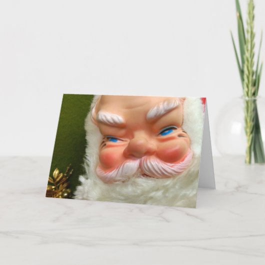 Retro Rubber-Faced Santa Feiertagskarte (Vorderseite)
