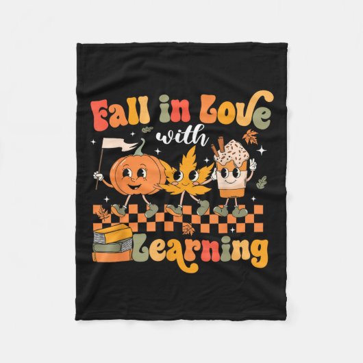 Retro Rückgang in Liebe mit Lernen Autumn Pumpkin Fleecedecke (Vorderseite)