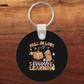 Retro Rückgang in Liebe mit Lernen Autumn Pumpkin Schlüsselanhänger (Vorderseite)
