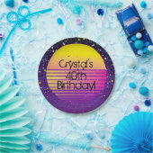 Retro-Rücklauf zum Lila Gelben Sun-Party der 80er  Pappteller (Party)