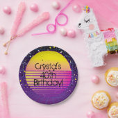 Retro-Rücklauf zum Lila Gelben Sun-Party der 80er  Pappteller (Party)