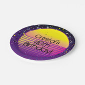 Retro-Rücklauf zum Lila Gelben Sun-Party der 80er  Pappteller (Schrägansicht)