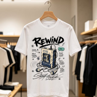 Retro-Rückspul-Kassettenspieler-Musik T-Shirt