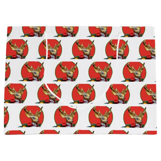Retro Rudolph Große Geschenktüte (Vorderseite)