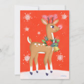 Retro Rudolph Reindeer Red Feiertagskarte (Vorderseite)