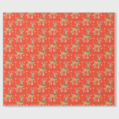 Retro Rudolph Reindeer Red Geschenkpapier (Flach)