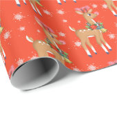 Retro Rudolph Reindeer Red Geschenkpapier (Rolleneckpunkt)