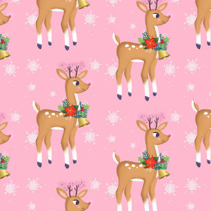 Retro-Rudolph-Rentier in Rosa Geschenkpapier