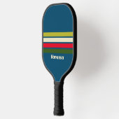Retro Rugby Across Striping mit Name Pickleball Schläger (Links)